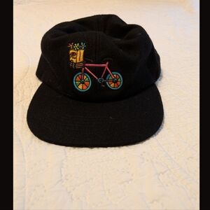 Black Cap with Colorful Bicycle Embroidery